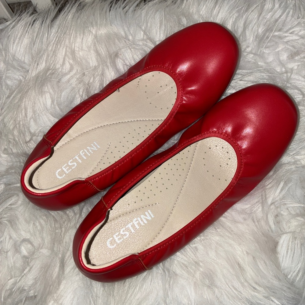 Cestfini Comfortable Red Ballet Flat Shoes for Women Like New Sz 6.5